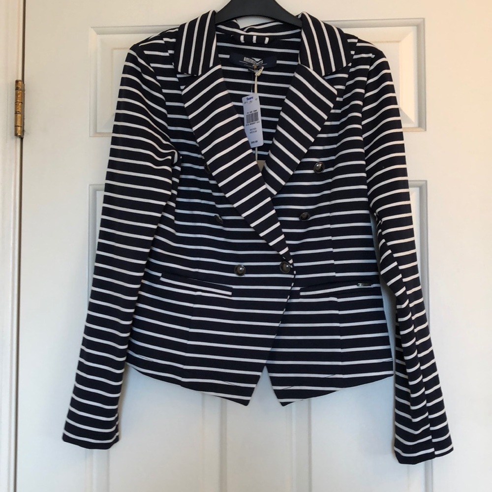 BNWT Lois Denim Navy and White Striped Jacket